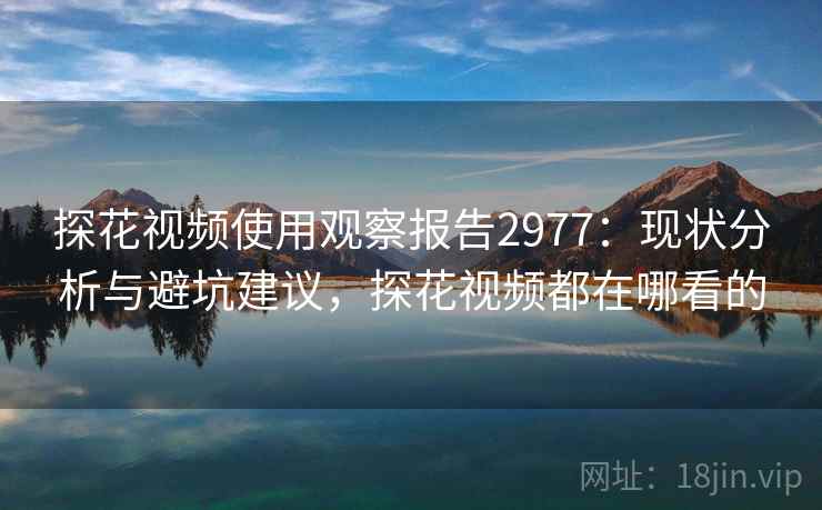 探花视频使用观察报告2977:现状分析与避坑建议,探花视频都在哪看的 探花视频使用观察报告2977:现状分析与避坑建议,探花视频都在哪看的